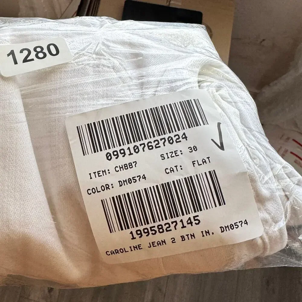 J.Crew Slim Wide-Leg Jeans WMNS 30 White Denim Stacked Buttons High Rise Stretch
